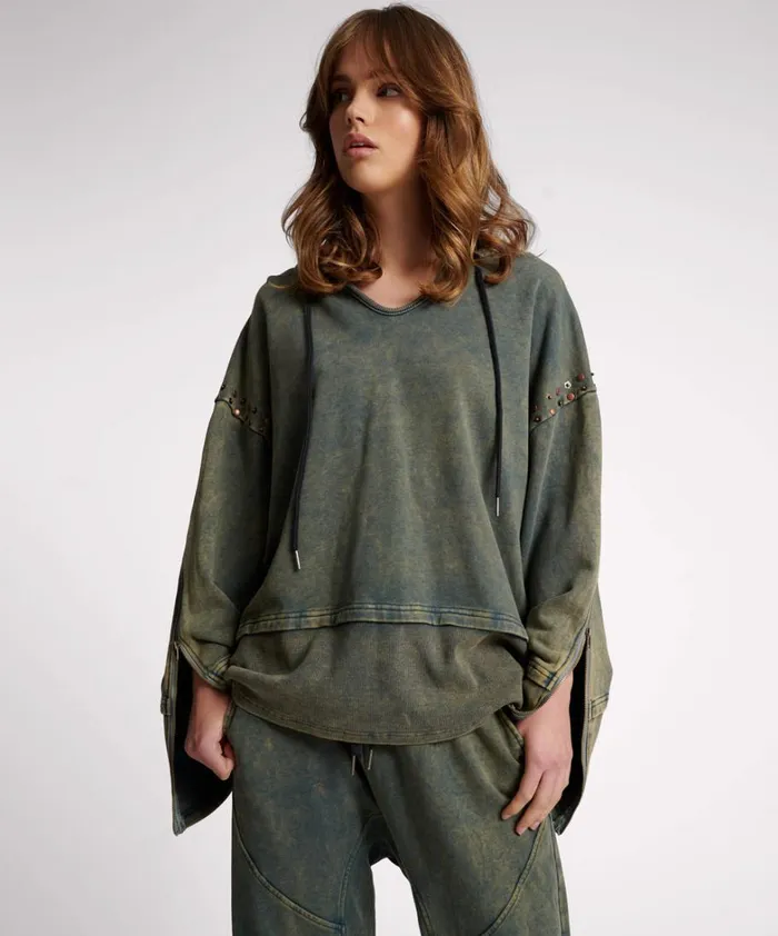 One Teaspoon Hoodies And Sweats STUDDED TRACK WARM UP HOODY 8211 Women