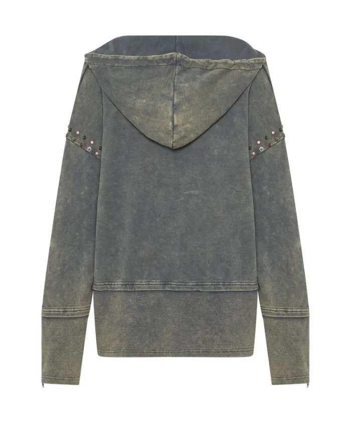 One Teaspoon Hoodies And Sweats STUDDED TRACK WARM UP HOODY 8211 Women One Teaspoon Hoodies And Sweats STUDDED TRACK WARM UP HOODY 8211 Women