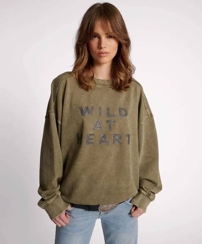 One Teaspoon Hoodies And Sweats WILD AT HEART STUDDED RETRO SWEATER 8211 Women