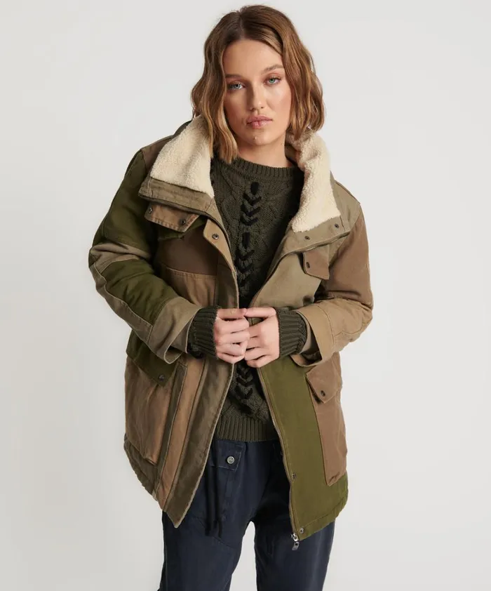 One Teaspoon Jackets KHAKI PATCHWORKED DEFENDER COAT 8211 Women