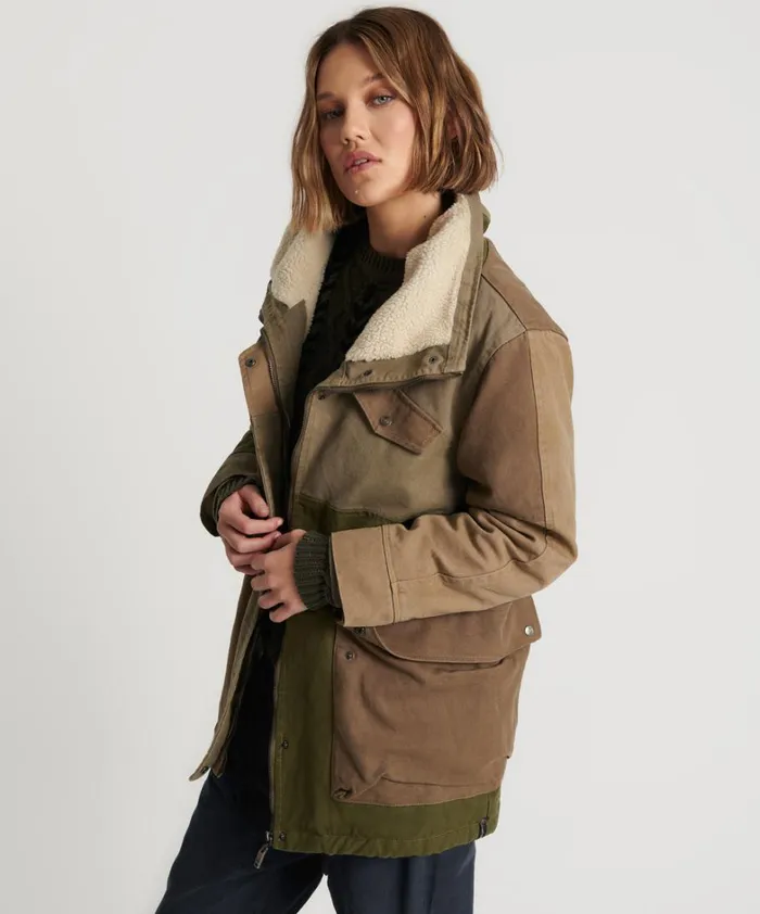 One Teaspoon Jackets KHAKI PATCHWORKED DEFENDER COAT 8211 Women