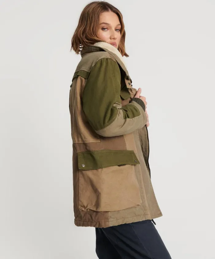 One Teaspoon Jackets KHAKI PATCHWORKED DEFENDER COAT 8211 Women