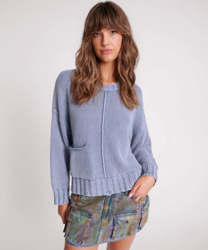 One Teaspoon Knitwear ACID WASHED OVERSIZED POCKET SWEATER 8211 Women