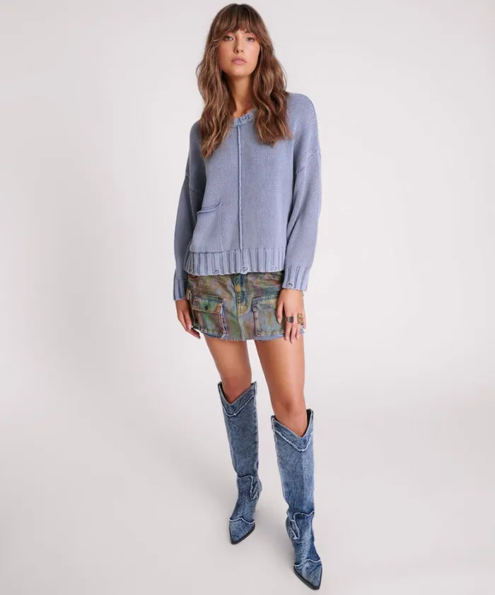 One Teaspoon Knitwear ACID WASHED OVERSIZED POCKET SWEATER 8211 Women