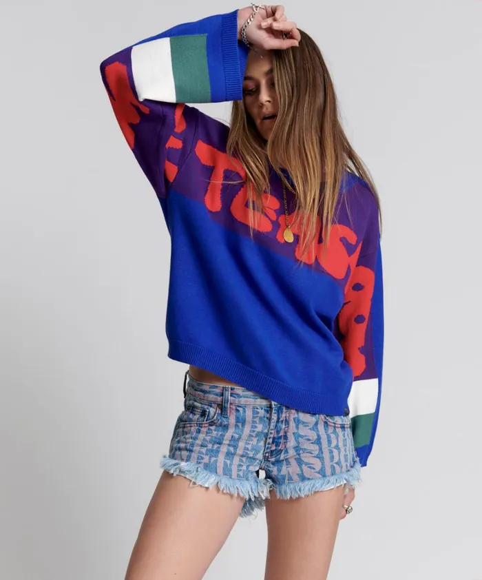 One Teaspoon Knitwear COLLEGE GRAFFITI KNIT SWEATER 8211 Women
