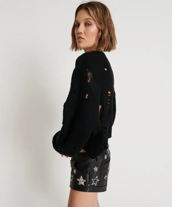 One Teaspoon Knitwear CROPPED HERCULES SHREDDED SWEATER 8211 Women One Teaspoon Knitwear CROPPED HERCULES SHREDDED SWEATER 8211 Women