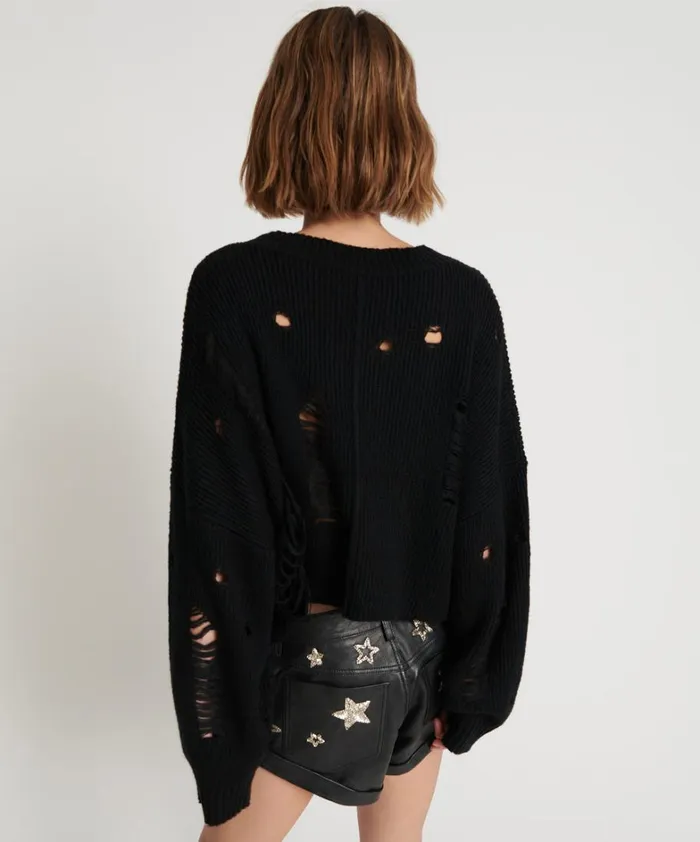 One Teaspoon Knitwear CROPPED HERCULES SHREDDED SWEATER 8211 Women One Teaspoon Knitwear CROPPED HERCULES SHREDDED SWEATER 8211 Women