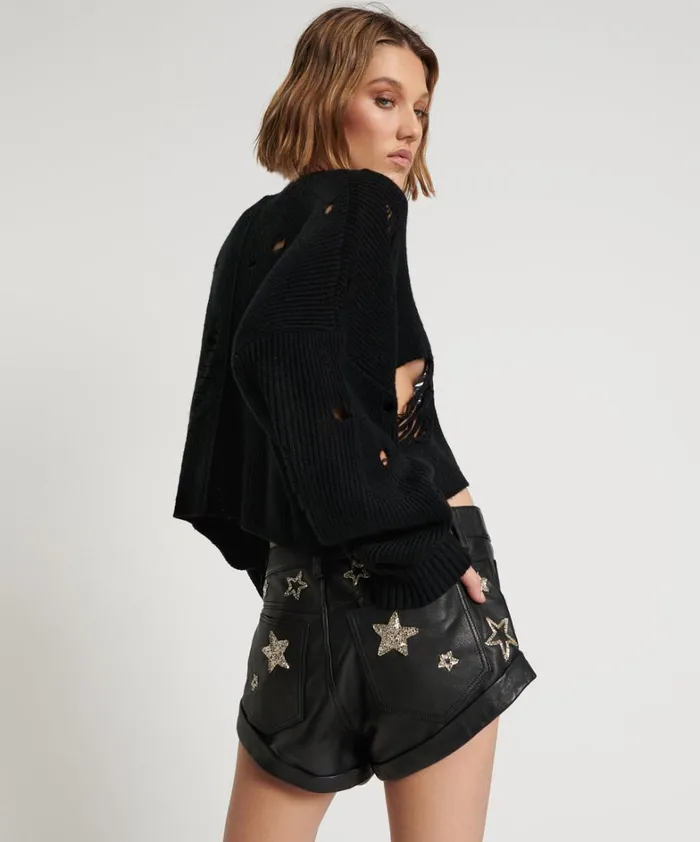 One Teaspoon Knitwear CROPPED HERCULES SHREDDED SWEATER 8211 Women One Teaspoon Knitwear CROPPED HERCULES SHREDDED SWEATER 8211 Women