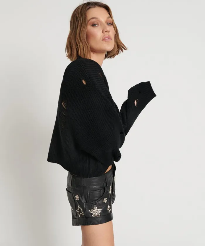 One Teaspoon Knitwear CROPPED HERCULES SHREDDED SWEATER 8211 Women One Teaspoon Knitwear CROPPED HERCULES SHREDDED SWEATER 8211 Women