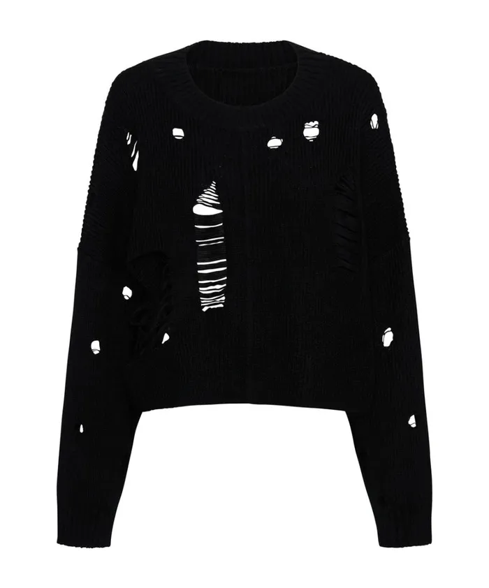 One Teaspoon Knitwear CROPPED HERCULES SHREDDED SWEATER 8211 Women One Teaspoon Knitwear CROPPED HERCULES SHREDDED SWEATER 8211 Women