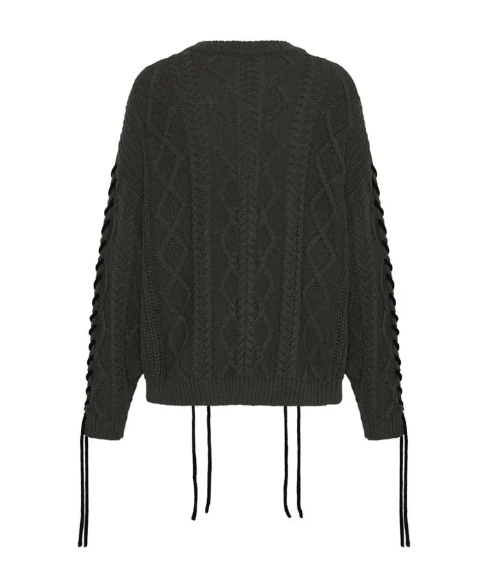 One Teaspoon Knitwear MILITARY KHAKI THREADED CABLE SWEATER 8211 Women