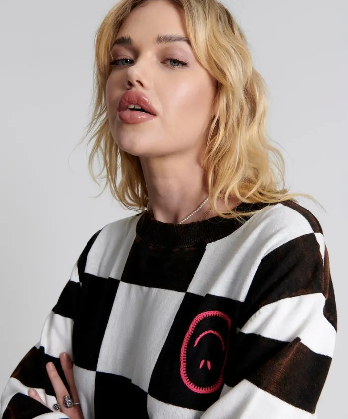 One Teaspoon Knitwear SCOREBOARD SMILEY KNIT SWEATER 8211 Women One Teaspoon Knitwear SCOREBOARD SMILEY KNIT SWEATER 8211 Women