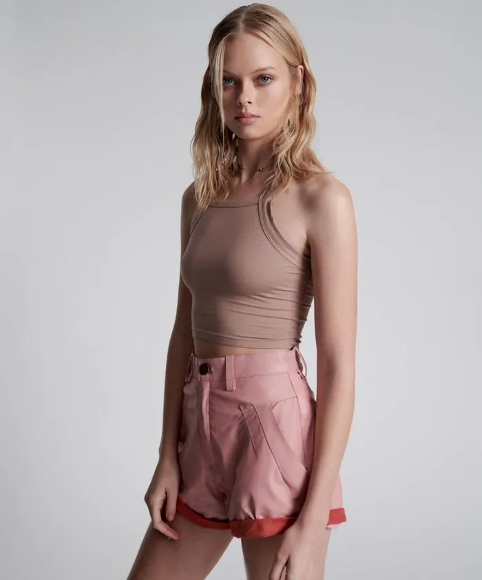 One Teaspoon Leather PINK LEATHER STREETWALKER SHORTS 8211 Women