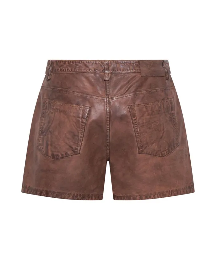 One Teaspoon Leather VINTAGE BROWN LEATHER SHORTS 8211 Women