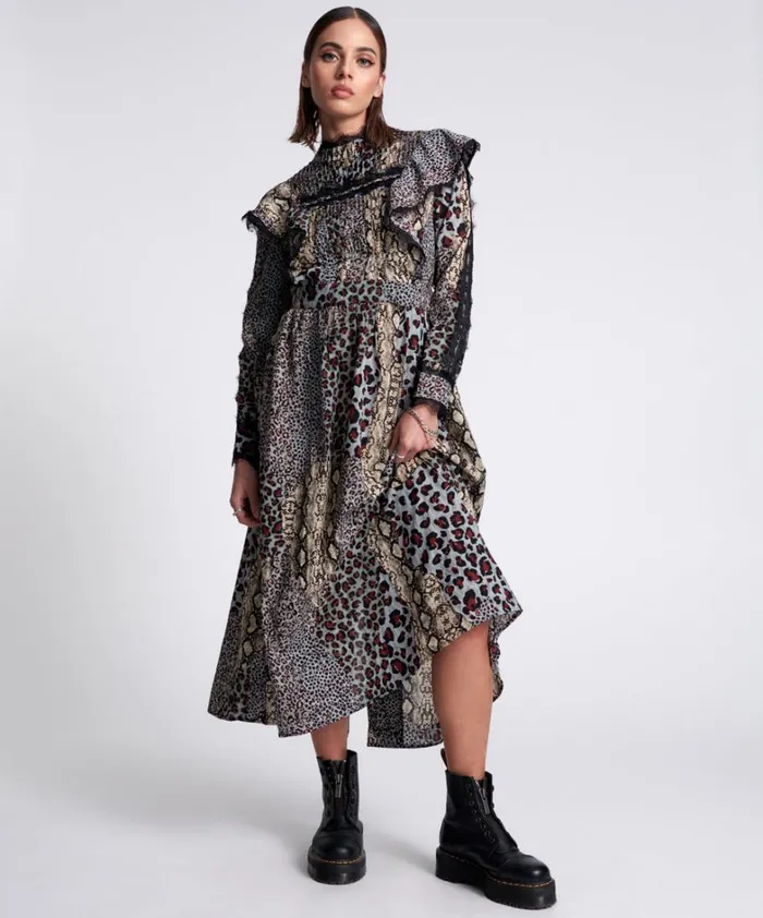 One Teaspoon Midi and Maxi Dresses PUNK PYTHON METAL ADVENTURE DRESS MULTI 8211 Women
