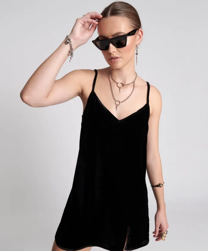 One Teaspoon Mini Dresses VELVET LOVER MINI SLIP DRESS 8211 Women