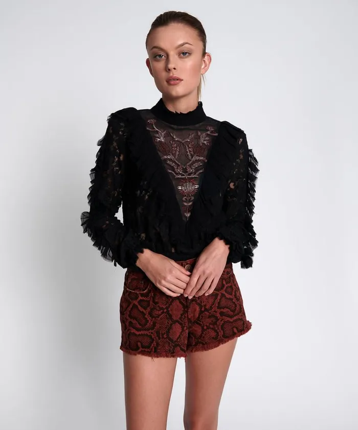 One Teaspoon Shirts AWAKENED EMBROIDERED LONGSLEEVE TOP 8211 Women One Teaspoon Shirts AWAKENED EMBROIDERED LONGSLEEVE TOP 8211 Women