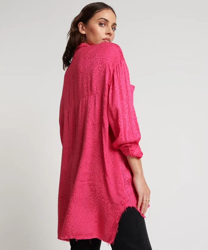 One Teaspoon Shirts SHOCKING PINK JACQUARD LONGLINE SHIRT 8211 Women