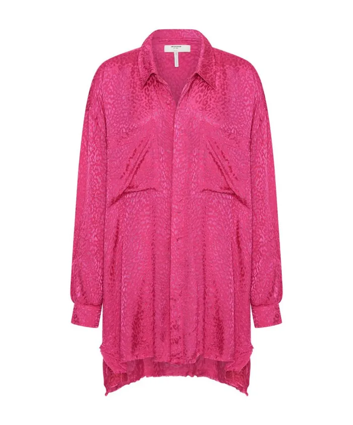 One Teaspoon Shirts SHOCKING PINK JACQUARD LONGLINE SHIRT 8211 Women