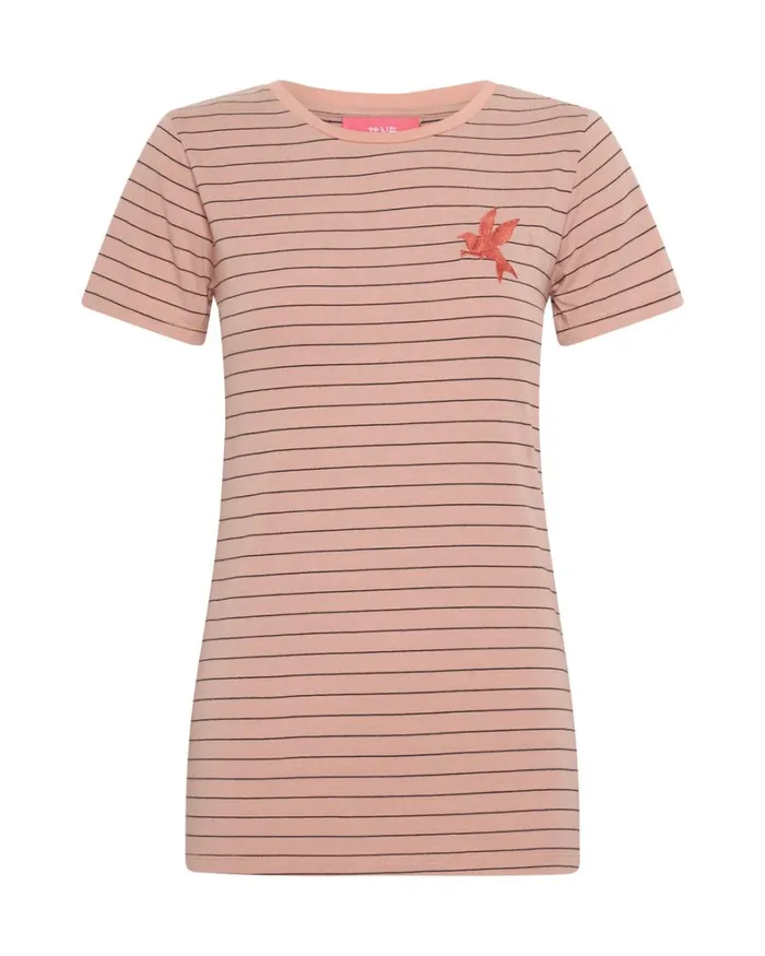 One Teaspoon Tees and Tanks BOWER BIRD EMBROIDERED LOGO FITTED TEE PINK 8211 Women One Teaspoon Tees and Tanks BOWER BIRD EMBROIDERED LOGO FITTED TEE PINK 8211 Women