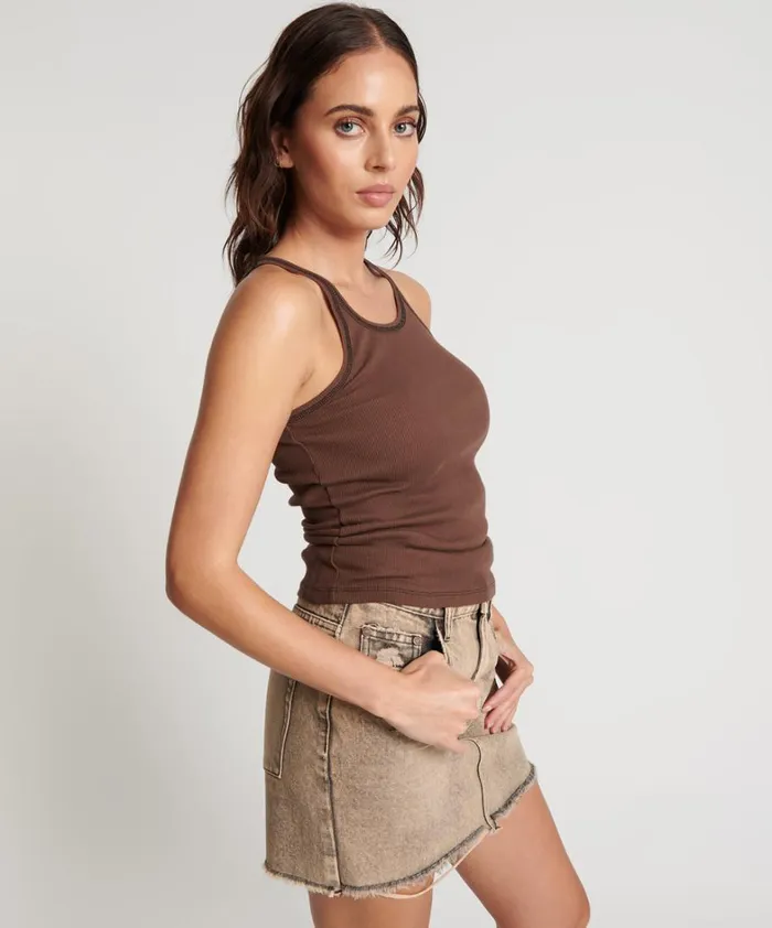 One Teaspoon Tees and Tanks COCOA RIBBED TANK TOP 8211 Women One Teaspoon Tees and Tanks COCOA RIBBED TANK TOP 8211 Women