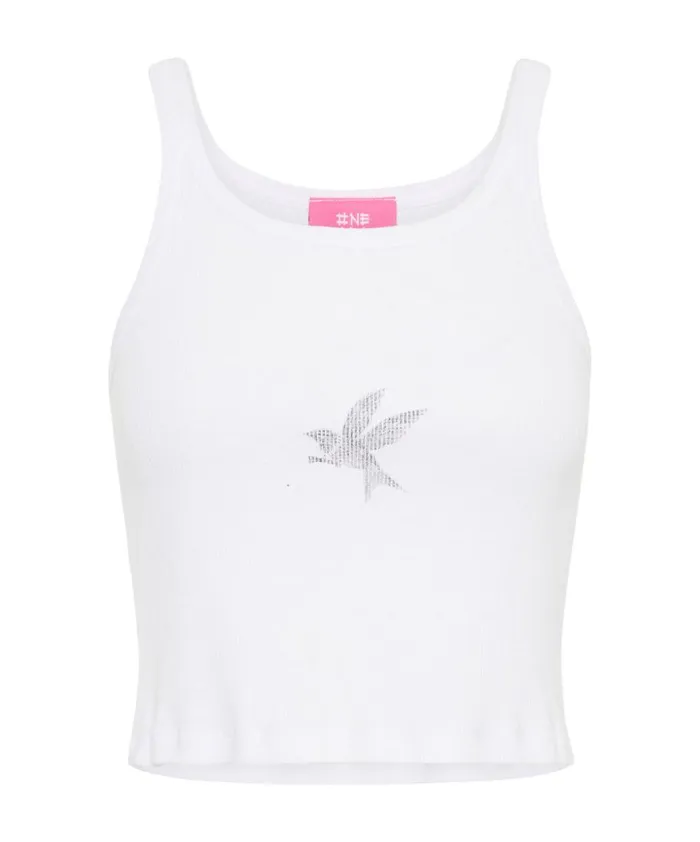 One Teaspoon Tees and Tanks CROPPED BOWER BIRD RIBBED TANK TOP WHITE 8211 Women One Teaspoon Tees and Tanks CROPPED BOWER BIRD RIBBED TANK TOP WHITE 8211 Women