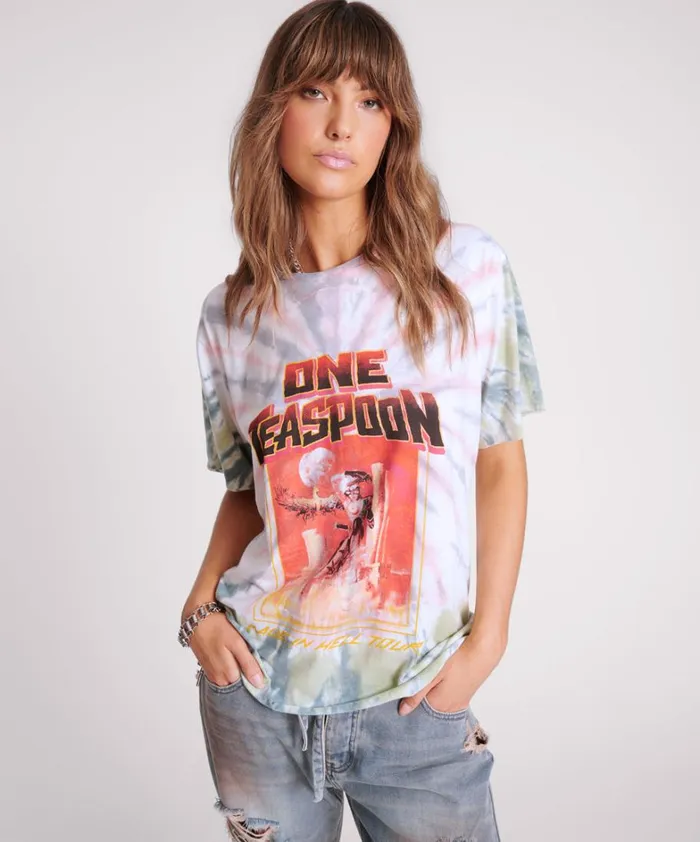 One Teaspoon Tees and Tanks MADE IN HELL TIE DYE OVERSIZED TEE 8211 Women