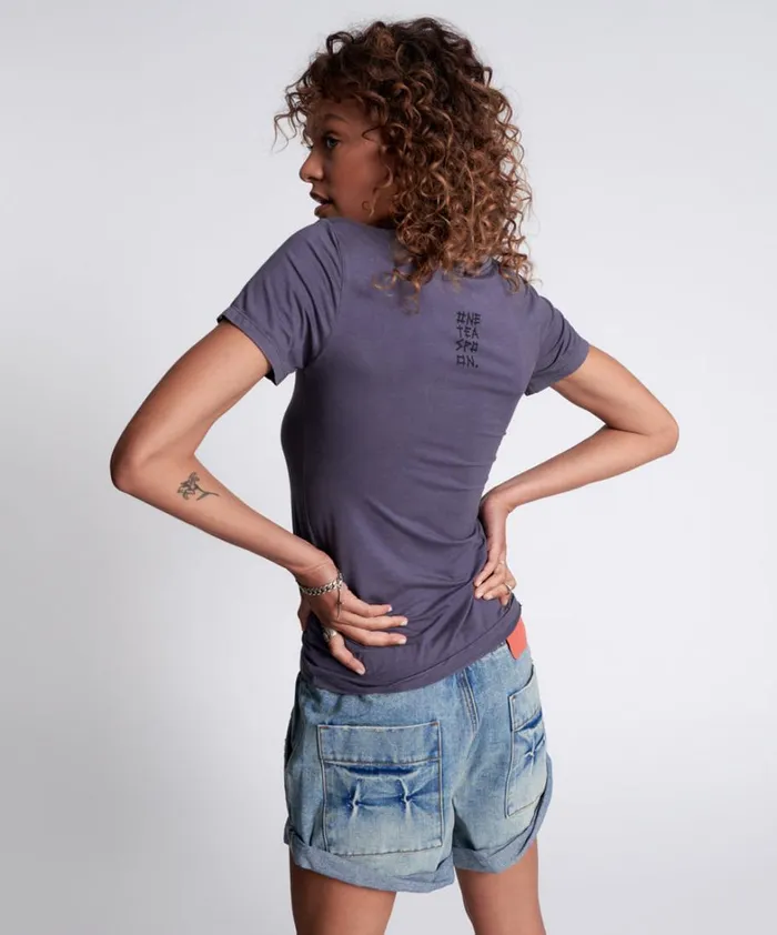 One Teaspoon Tees and Tanks ONE TEASPOON FITTED LOGO TEE BLUE 8211 Women One Teaspoon Tees and Tanks ONE TEASPOON FITTED LOGO TEE BLUE 8211 Women