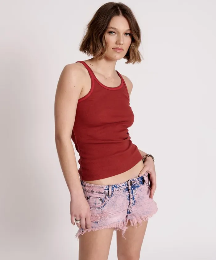 One Teaspoon Tees and Tanks ONE TEASPOON RIB SINGLET RED 8211 Women One Teaspoon Tees and Tanks ONE TEASPOON RIB SINGLET RED 8211 Women