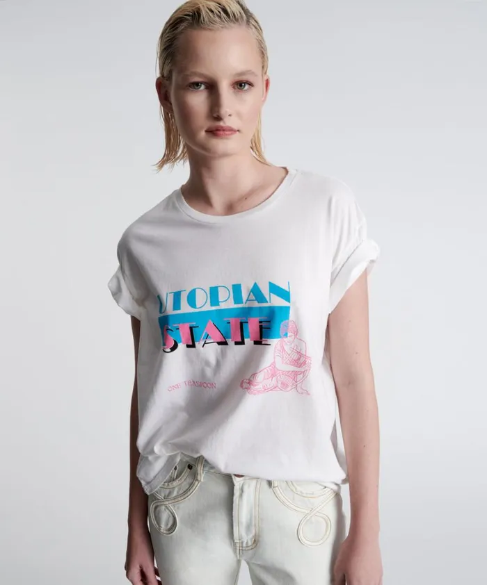 One Teaspoon Tees and Tanks UTOPIAN MIAMI STATE ORGANIC UNISEX TEE 8211 Women