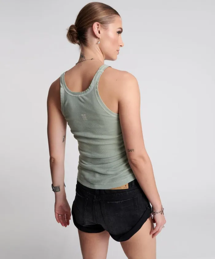 One Teaspoon Tees and Tanks WASHED KHAKI BOWER BIRD SINGLET 8211 Women One Teaspoon Tees and Tanks WASHED KHAKI BOWER BIRD SINGLET 8211 Women