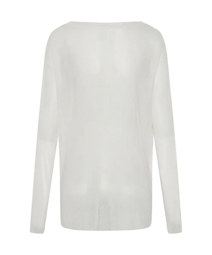 One Teaspoon Tops AMITY SHEER RIB KNIT TOP WHITE 8211 Women