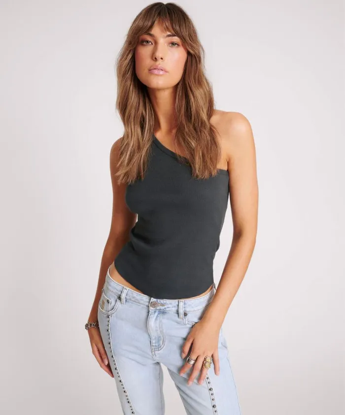 One Teaspoon Tops ASYMMETRICAL RIB TANK TOP 8211 Women