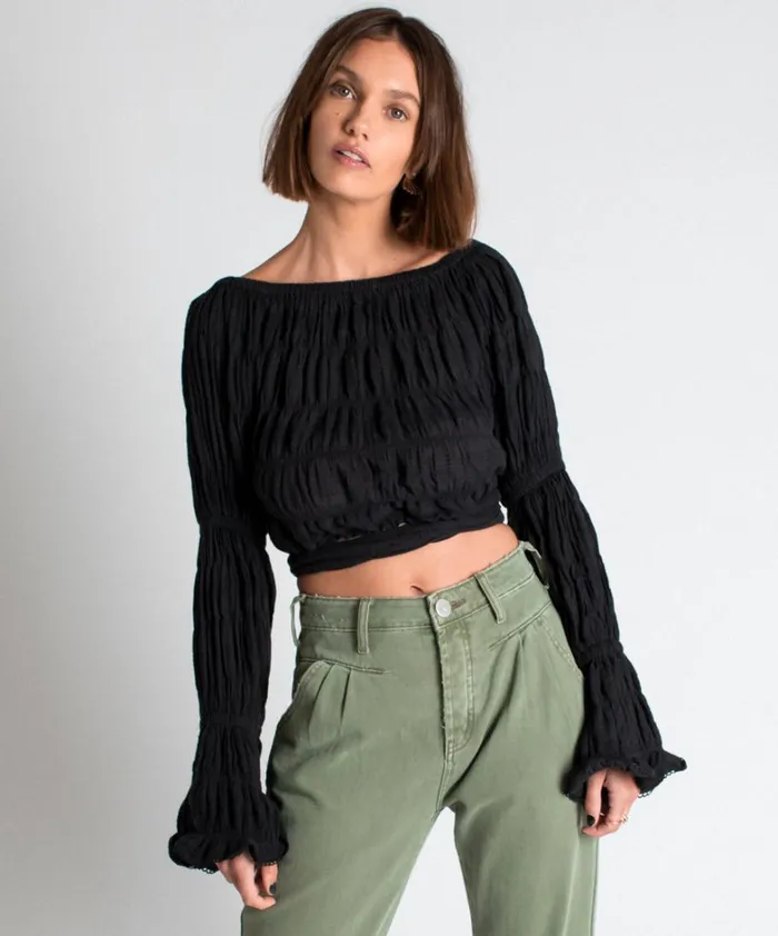 One Teaspoon Tops BLACK SUMMER NIGHTS CROP 8211 Women