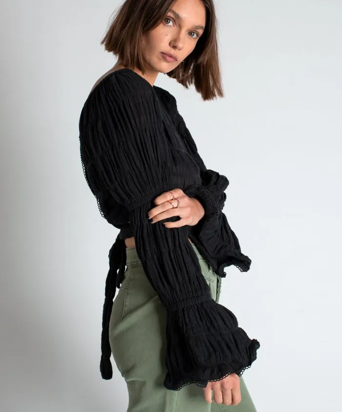 One Teaspoon Tops BLACK SUMMER NIGHTS CROP 8211 Women