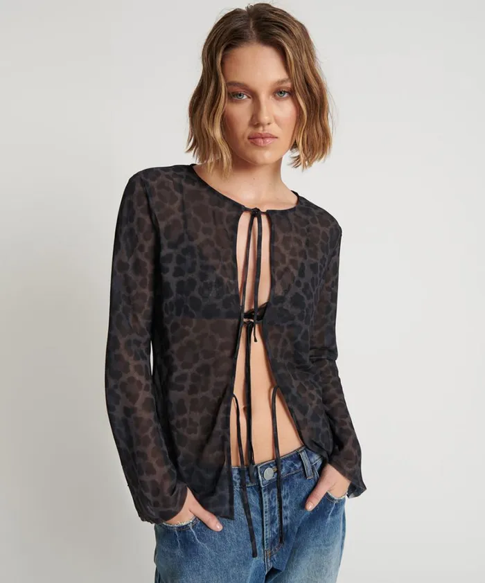 One Teaspoon Tops LEOPARD FANTASY CHIFFON LONGSLEEVE TOP 8211 Women