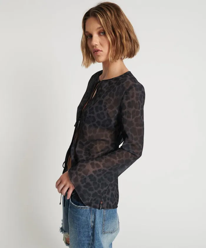One Teaspoon Tops LEOPARD FANTASY CHIFFON LONGSLEEVE TOP 8211 Women