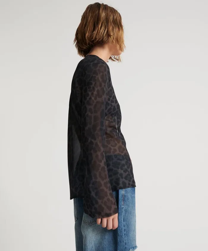 One Teaspoon Tops LEOPARD FANTASY CHIFFON LONGSLEEVE TOP 8211 Women