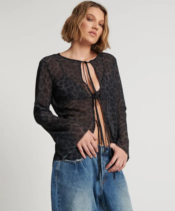One Teaspoon Tops LEOPARD FANTASY CHIFFON LONGSLEEVE TOP 8211 Women