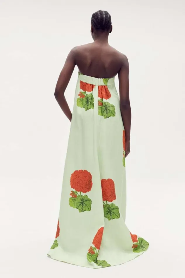 Oroton Dresses Women Posie Geranium Print Gown Sea Spray