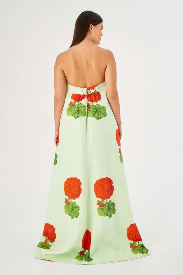 Oroton Dresses Women Posie Geranium Print Gown Sea Spray