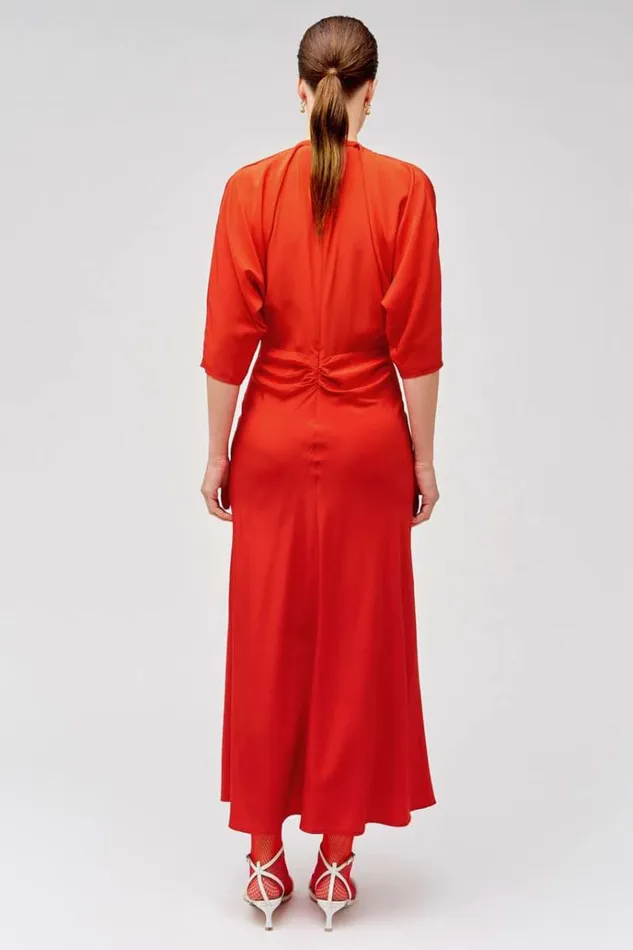 Oroton Dresses Women Split Neck Dress True Red