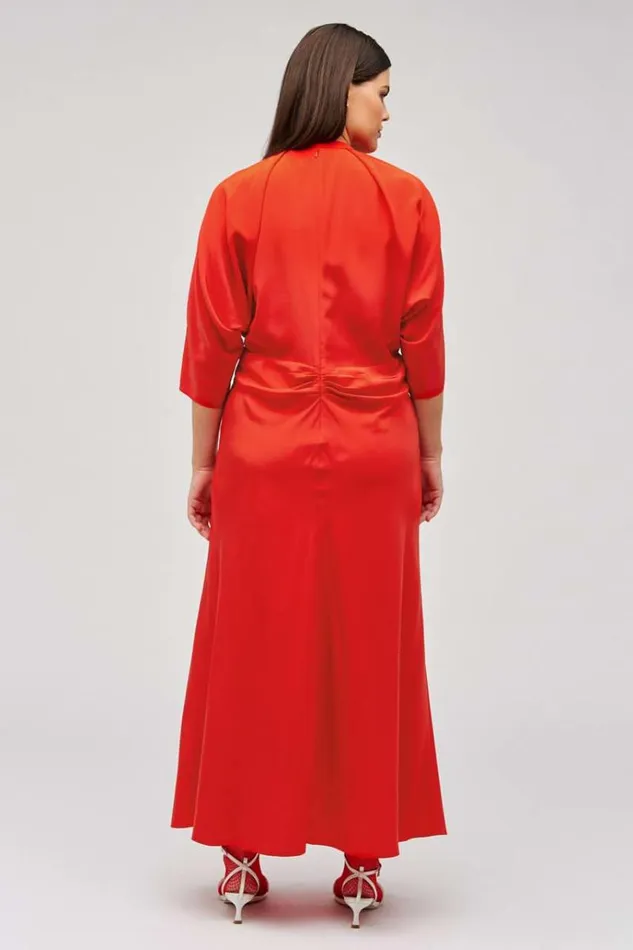 Oroton Dresses Women Split Neck Dress True Red
