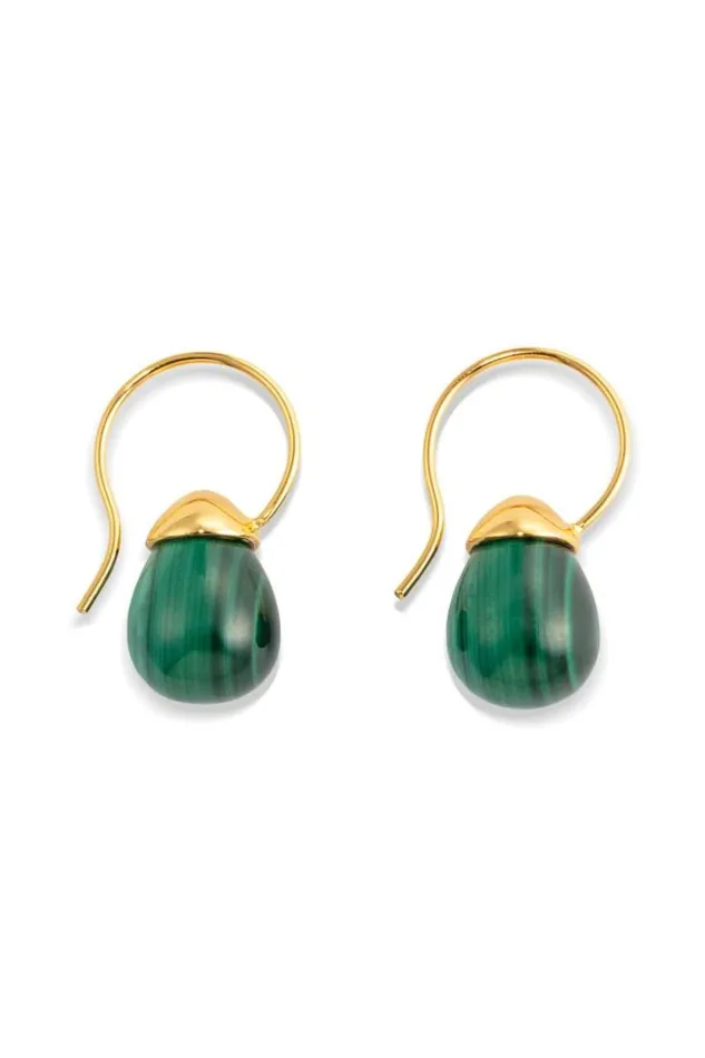 Oroton Earrings Jewellery Bonnie Tear Drop Bead Earrings Goldmalachite