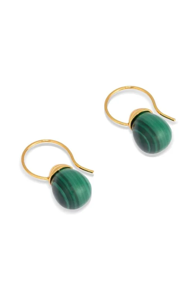 Oroton Earrings Jewellery Bonnie Tear Drop Bead Earrings Goldmalachite