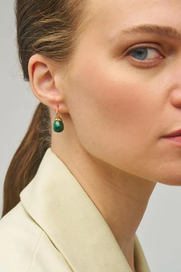 Oroton Earrings Jewellery Bonnie Tear Drop Bead Earrings Goldmalachite