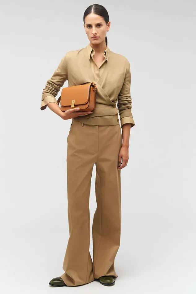 Oroton Pants Women Flat Front Pant Dark Camel