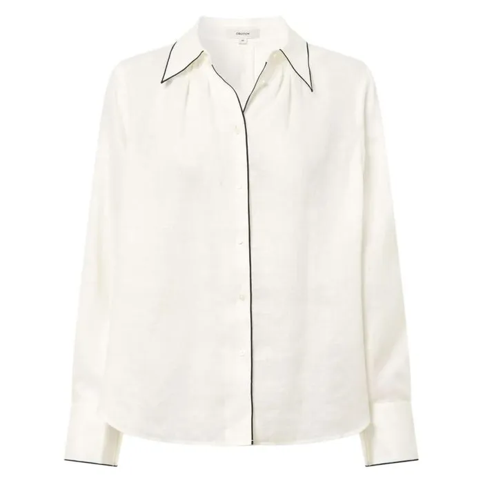 Oroton Tops Women Contrast Bind Top Antique White