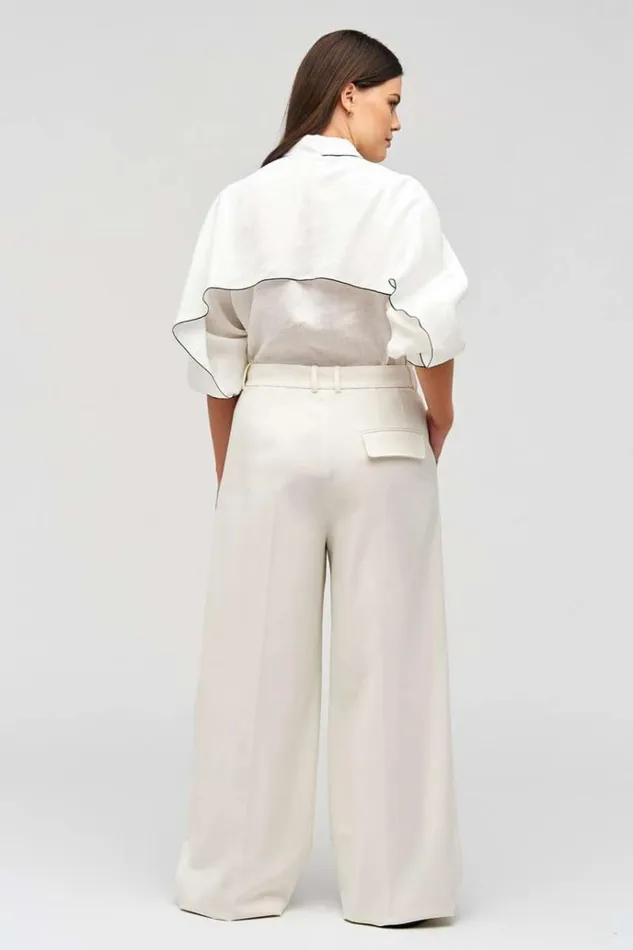 Oroton Tops Women Contrast Bind Top Antique White