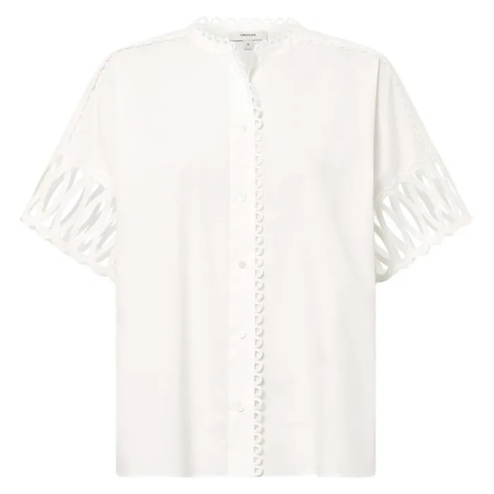 Oroton Tops Women Lace Trim Blouse White